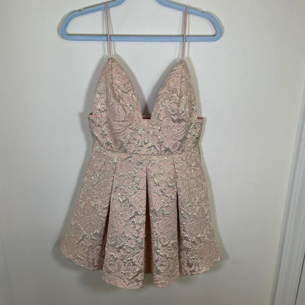 Lucy in the Sky Pleated Jacquard Dress in Rose Gold